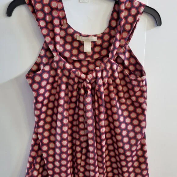 Banana Republic Blouse XS Geometric Print Sleeveless Wide Strap Tie Neck - Picture 2 of 4